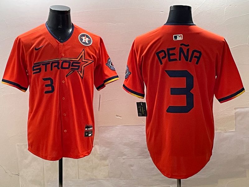 Men Houston Astros #3 Pena Orange Three generations Joint Name 2025 Nike MLB Jersey style 7